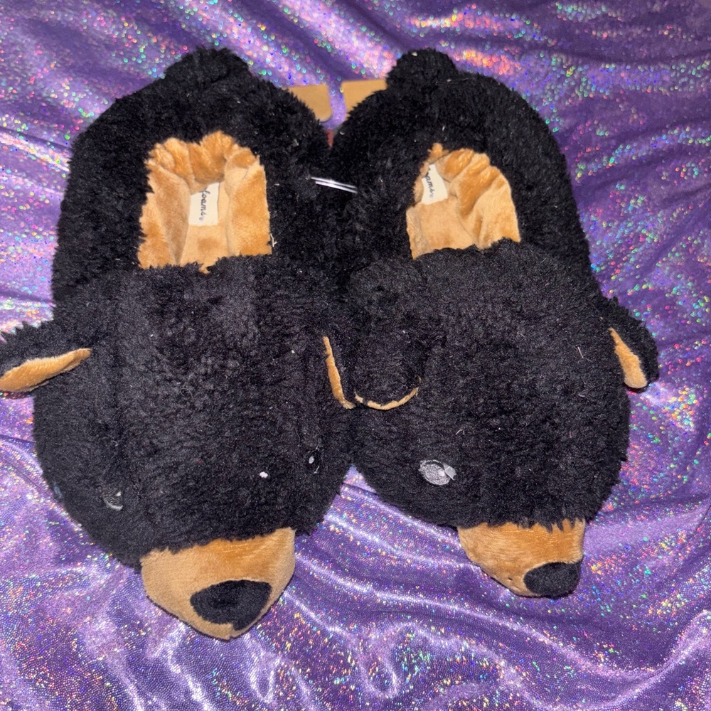 Kids Dearforms Black Bear Slippers